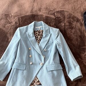 Veronica Beard Sky Blue Blazer with Silver Buttons